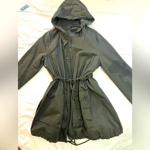 Army green hooded rain coat